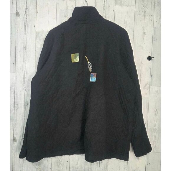 VTG Odile Cotton Eclectic Grandma Art To Wear Hand Painted Jacket Sz. XL - Picture 3 of 9